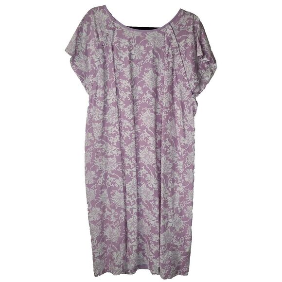 Gownies Purple Floral Hospital Gown Size L/XL Snaps Labor Delivery Surgery - Picture 1 of 10